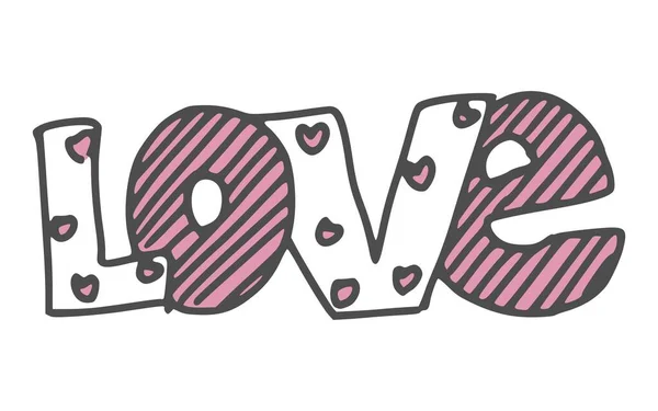 Lettering Love Valentine Day Holiday Picture Doodle Sketch Illustration — Stock Photo, Image