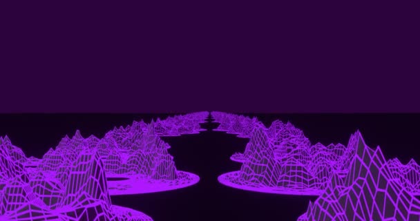 Purple Endless Road Abstract Computer Mountains Another World Video Footage — Wideo stockowe