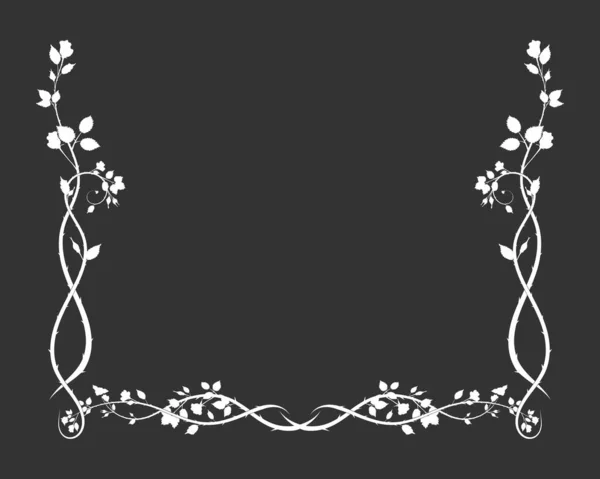 White Frame Black Background Climbing Plant Rose Leaves Vector Stock — стоковый вектор
