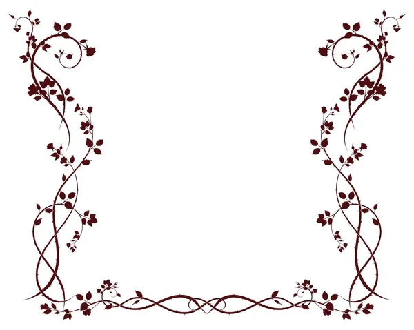 Motifs Ornement Cadre Rose Vigne Fleurs Image Vectorielle — Image vectorielle