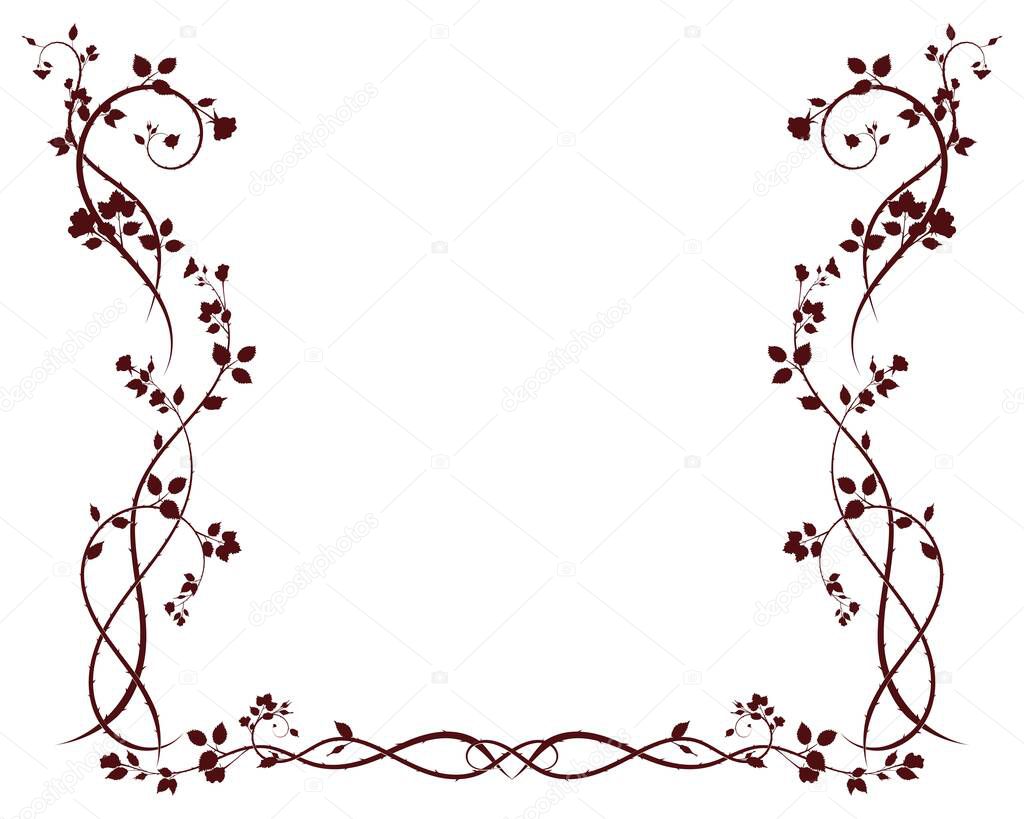 Frame ornament patterns rose vine and flowers. vector stock image