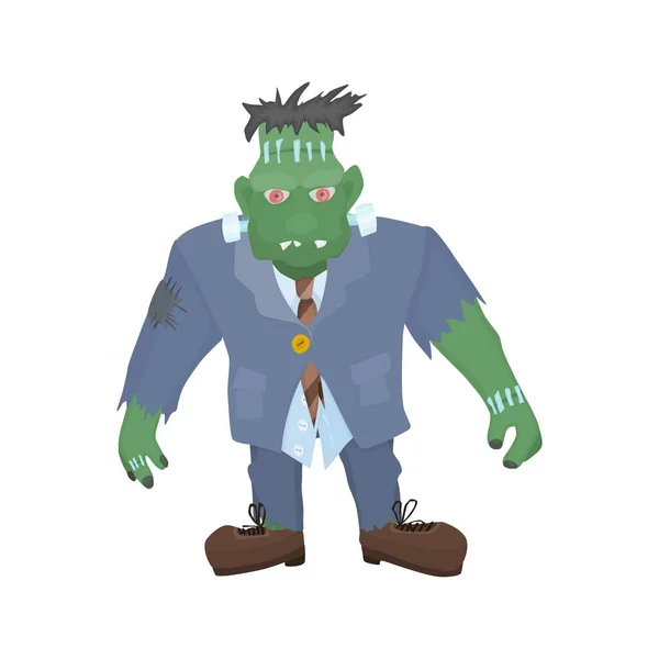 Green Monster Frankenstein Halloween Holiday Cartoon Image Vector — Stock Vector