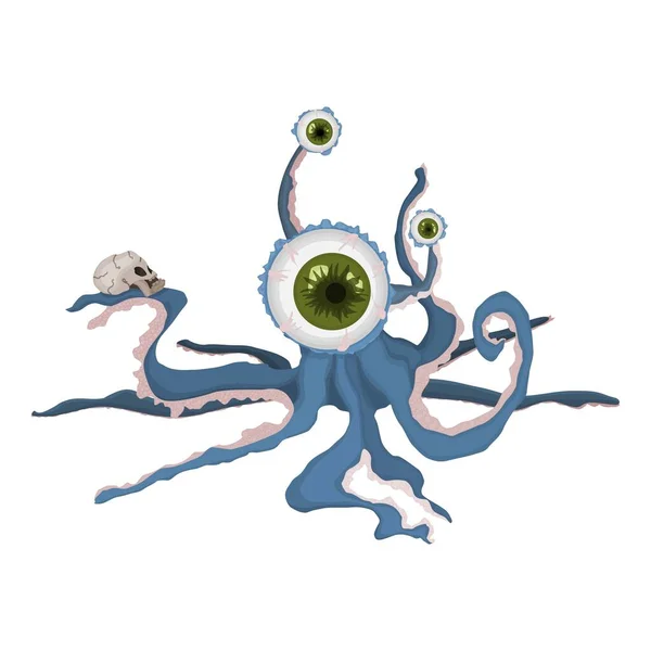 怪物水鸟章鱼与巨大的眼睛之间的光晕 卡通形象矢量 — 图库矢量图片