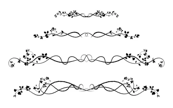 Вибір Декоративних Троянд Плетуть Рослину Візерунка Вектор Прокручування Зображення — стоковий вектор