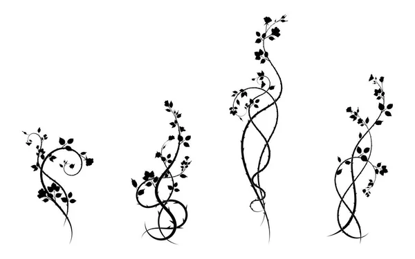 Τριαντάφυλλο Στοιχεία Μοτίβο Για Φυτά Στολίδι Τσιμπήματα Διάνυσμα Εικόνας Κύλισης — Διανυσματικό Αρχείο