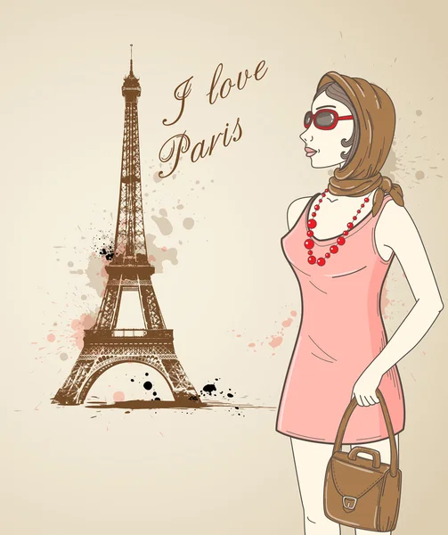 Girl in Paris — Stock Vector