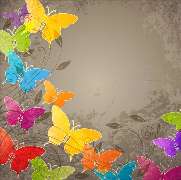 Butterflies and floral ornament — Stock Vector