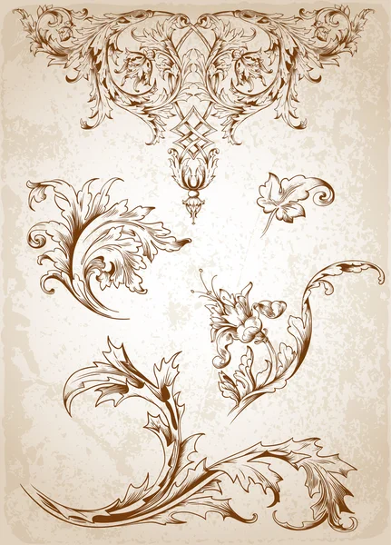 Vintage Victorian floral elements — Stock Vector