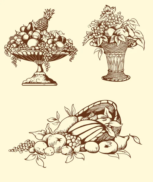 Frutas dibujadas a mano — Archivo Imágenes Vectoriales