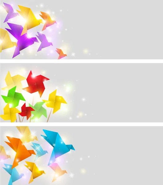 Banery z origami — Wektor stockowy
