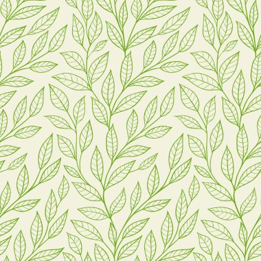 seamless pattern with green leaves clipart