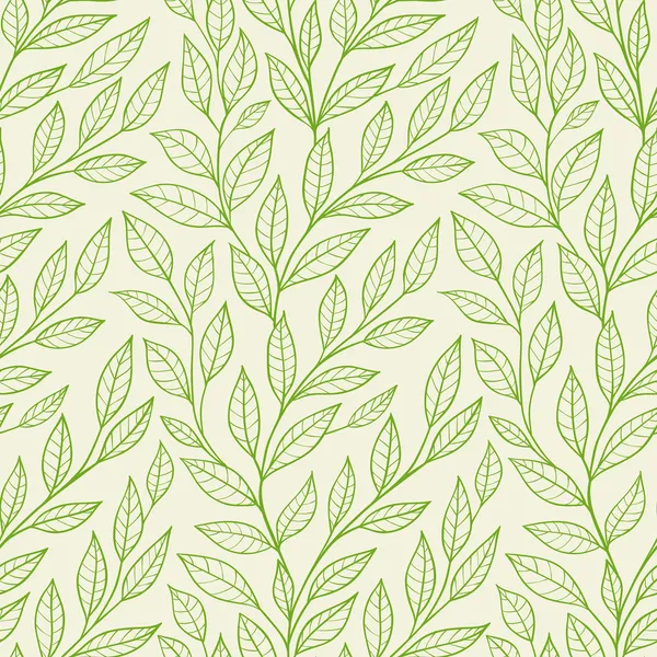Απρόσκοπτη μοτίβο με πράσινα φύλλα — Διανυσματικό Αρχείο