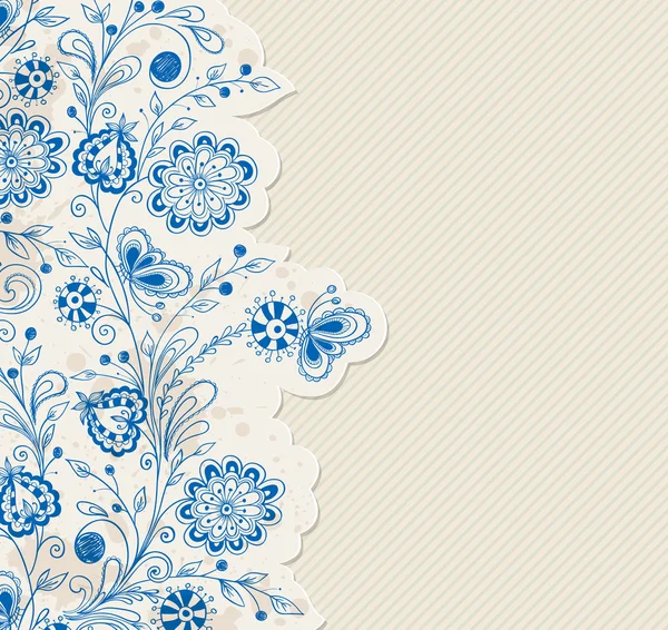 Fiori disegnati a mano blu — Vettoriale Stock