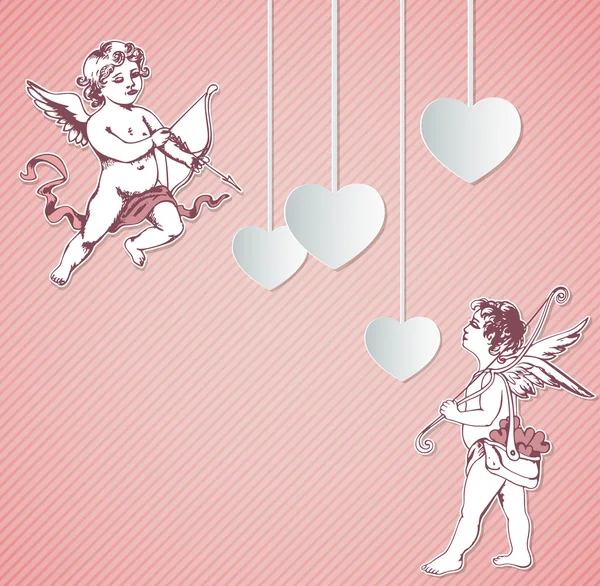 Cupids ile arka plan — Stok Vektör