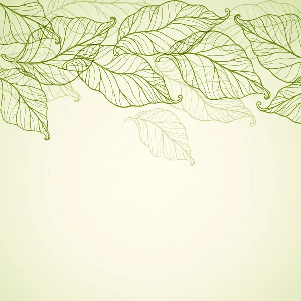 Fondo con hojas verdes que caen — Vector de stock