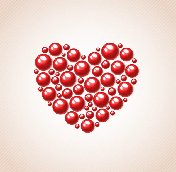 Coeur rouge de perles — Image vectorielle