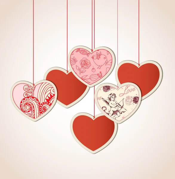 Fondo decorativo con corazones — Vector de stock