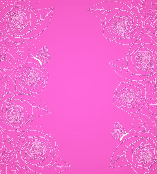 Růžové pozadí s růžemi — Stockový vektor