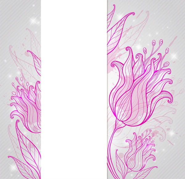 粉红色背景手画的郁金香 — Stock vektor