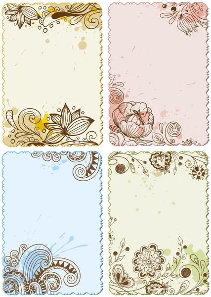 Hand drawn floral cards — Stock Vector