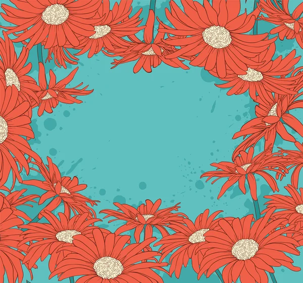 Antecedentes con gerberas rojas — Vector de stock