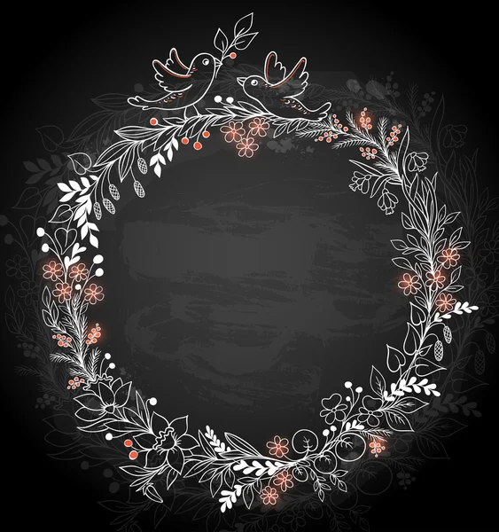 Marco de flores sobre fondo negro — Archivo Imágenes Vectoriales