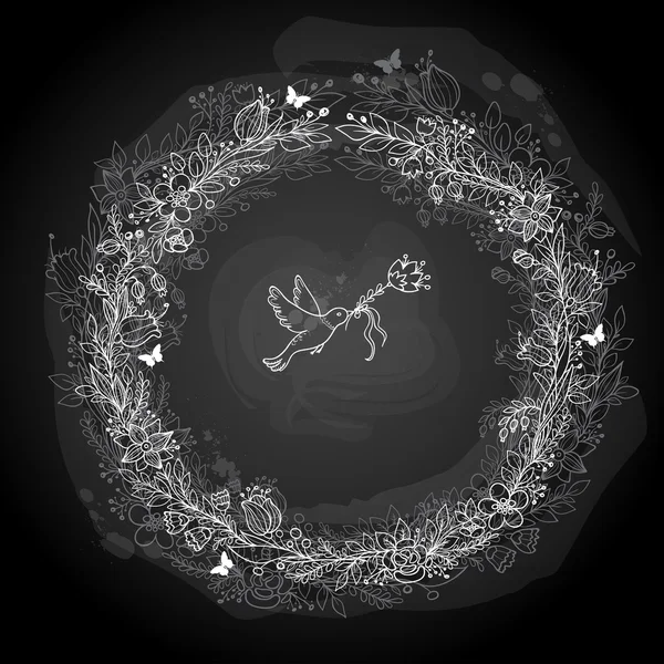 Cadre de fleurs sur fond noir — Image vectorielle