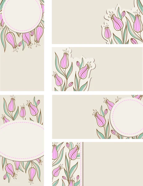 Kort med rosa tulpaner — Stock vektor