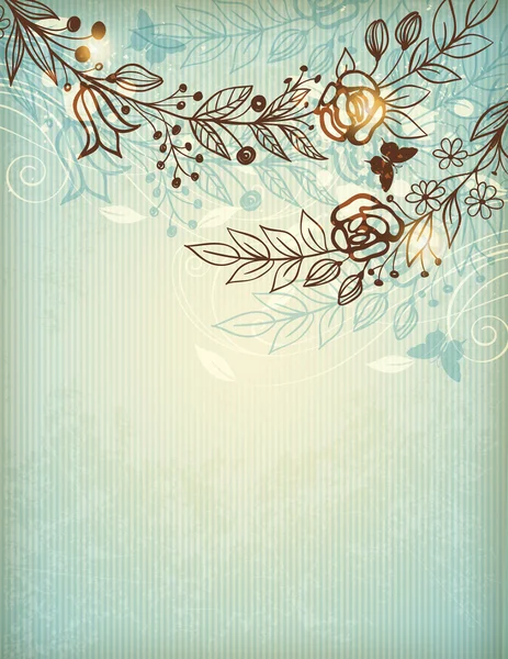 ヴィンテージ手描きの花の背景 — ストックベクタ