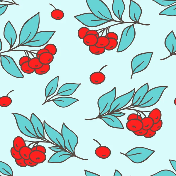 Seamless mönster med röda rowanberry — Stock vektor