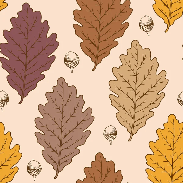 Feuilles et glands de chêne — Image vectorielle