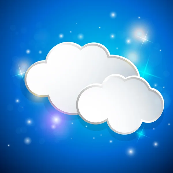 Синій фон з білими хмарами — стоковий вектор