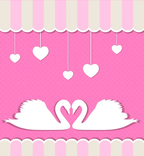 Pink background with swans — Stock Vector