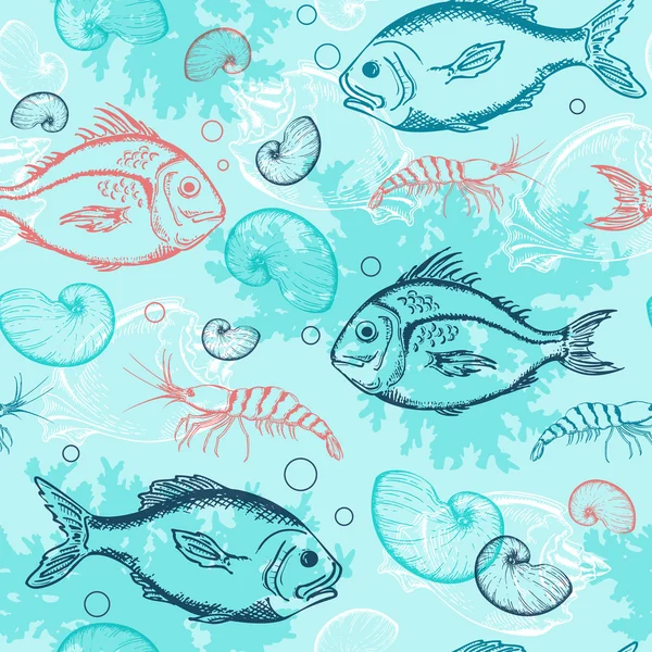 Pattern with tropical fishes — Stock Vector