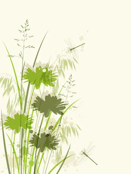 Dekorativ grön blommig bakgrund — Stock vektor