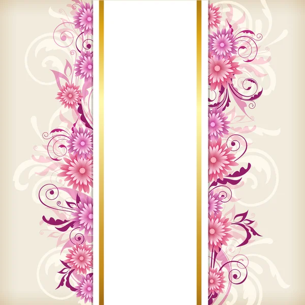 Verticale banner met roze bloemen — Stockvector