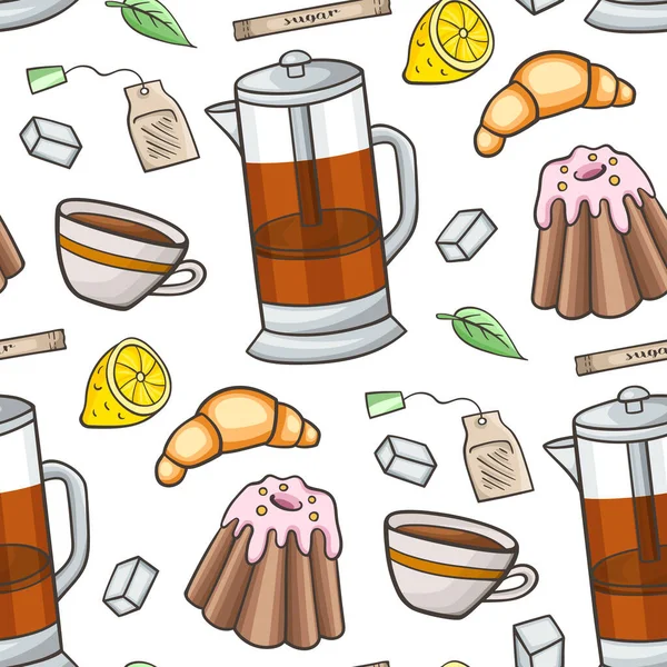 Patrón Sin Costuras Con Fruta Dulces Ilustración Vectorial — Archivo Imágenes Vectoriales