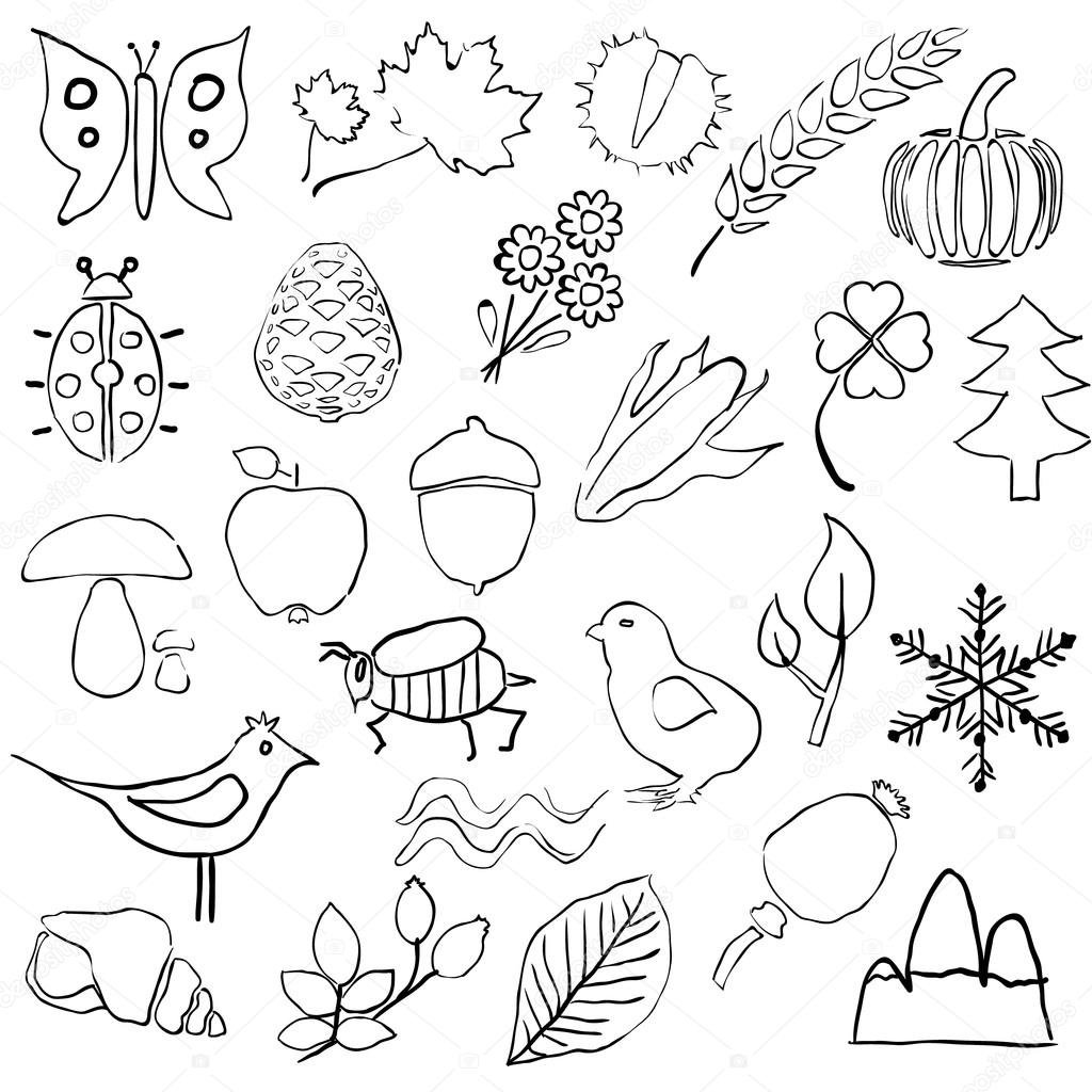 Doodle nature pictures Stock Vector #12861035