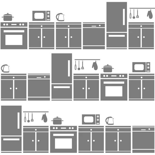 Equipo de cocina patrón sin costuras — Archivo Imágenes Vectoriales