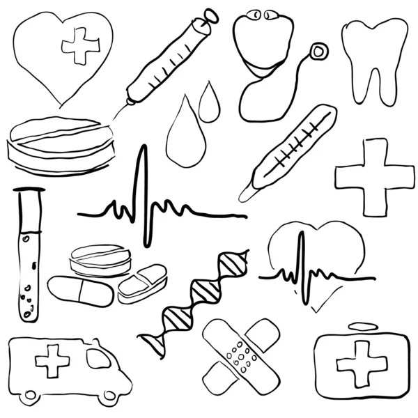 Doodle images médicales — Image vectorielle