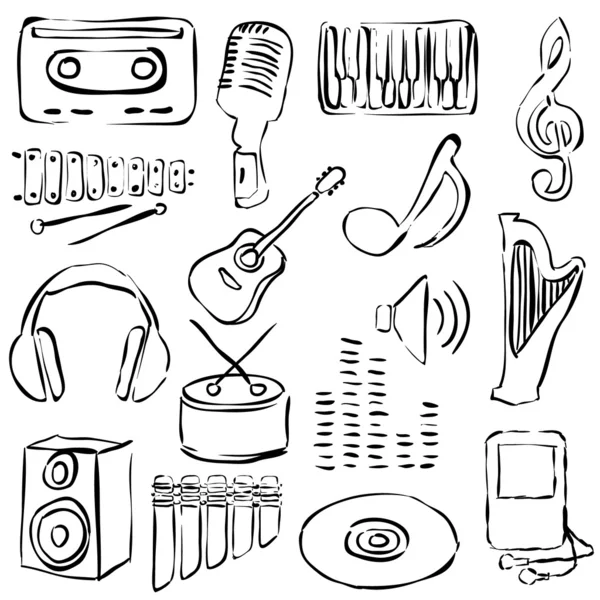 Müzik doodle görüntüleri — Stok Vektör