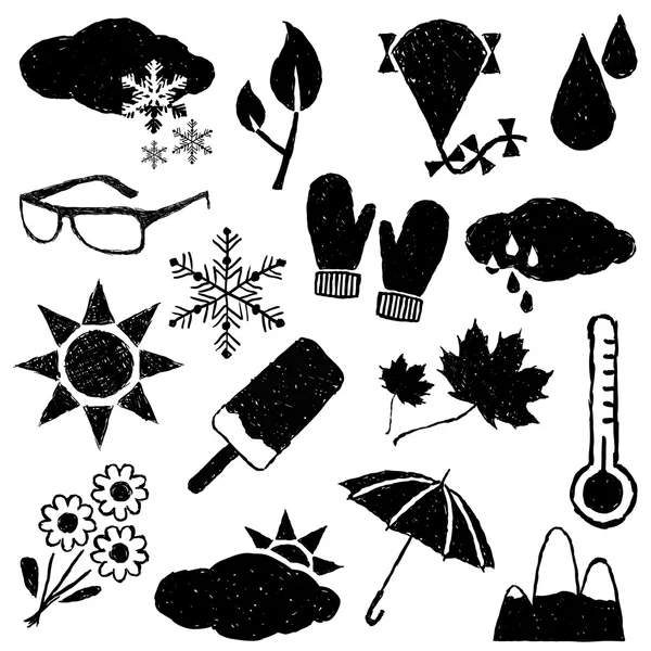 Imagens meteorológicas Doodle —  Vetores de Stock