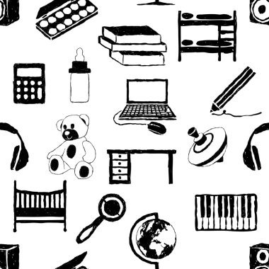 Doodle çocuk odası seamless modeli