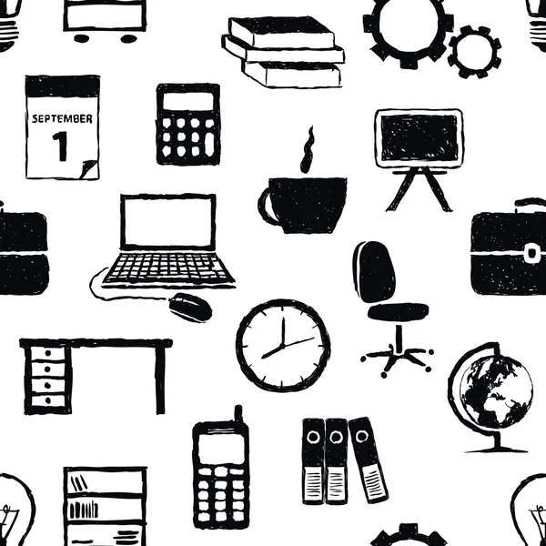 Seamless Pattern Office Supplies Collection Stationery Doodle Style ⬇