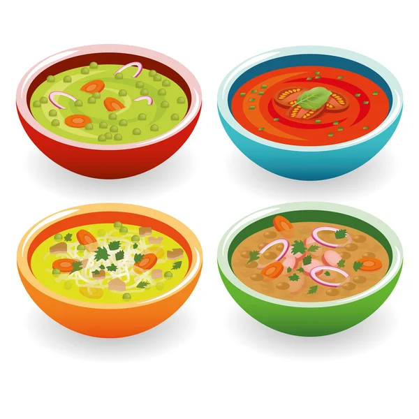 Quatre soupes — Image vectorielle