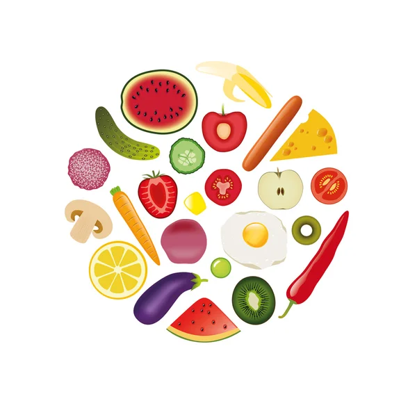 Aliments en cercle — Image vectorielle
