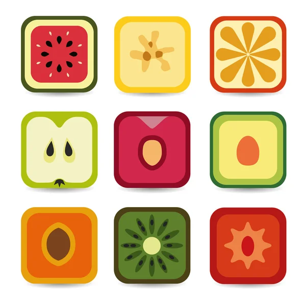 Iconos de aplicación de frutas — Vector de stock