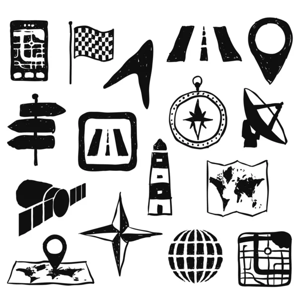 Doodle navigation images — Stock Vector