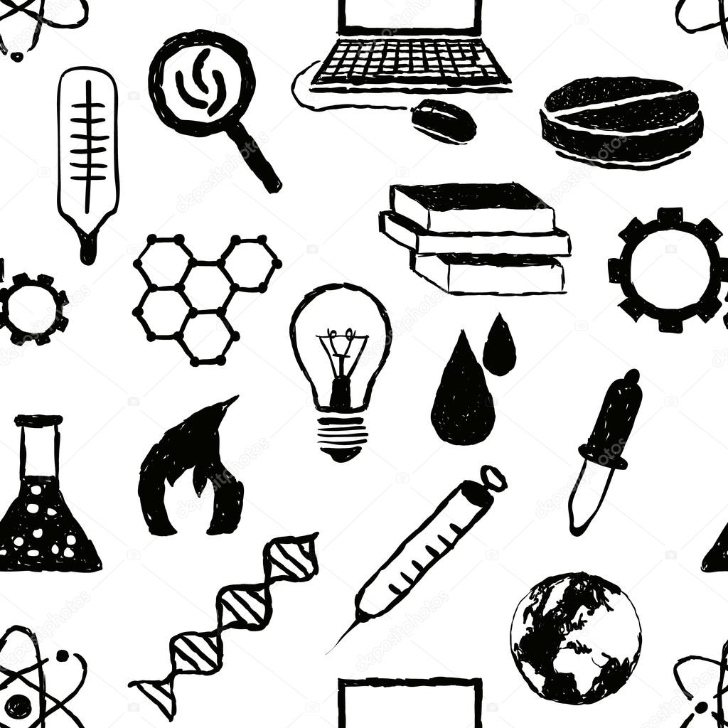 seamless doodle science pattern