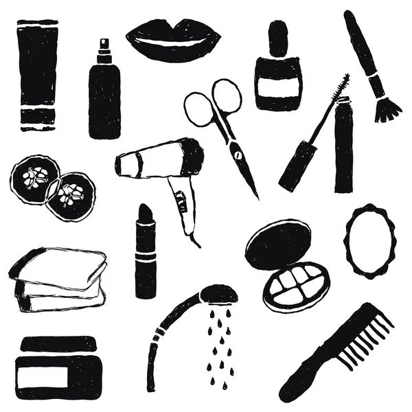 Doodle cosmetics images — Stock Vector